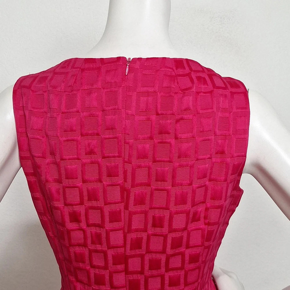 Madison Leigh Pink Preppy Square Pattern Romantic Sleeveless Sheath Dress Sz 12P - Picture 6 of 9